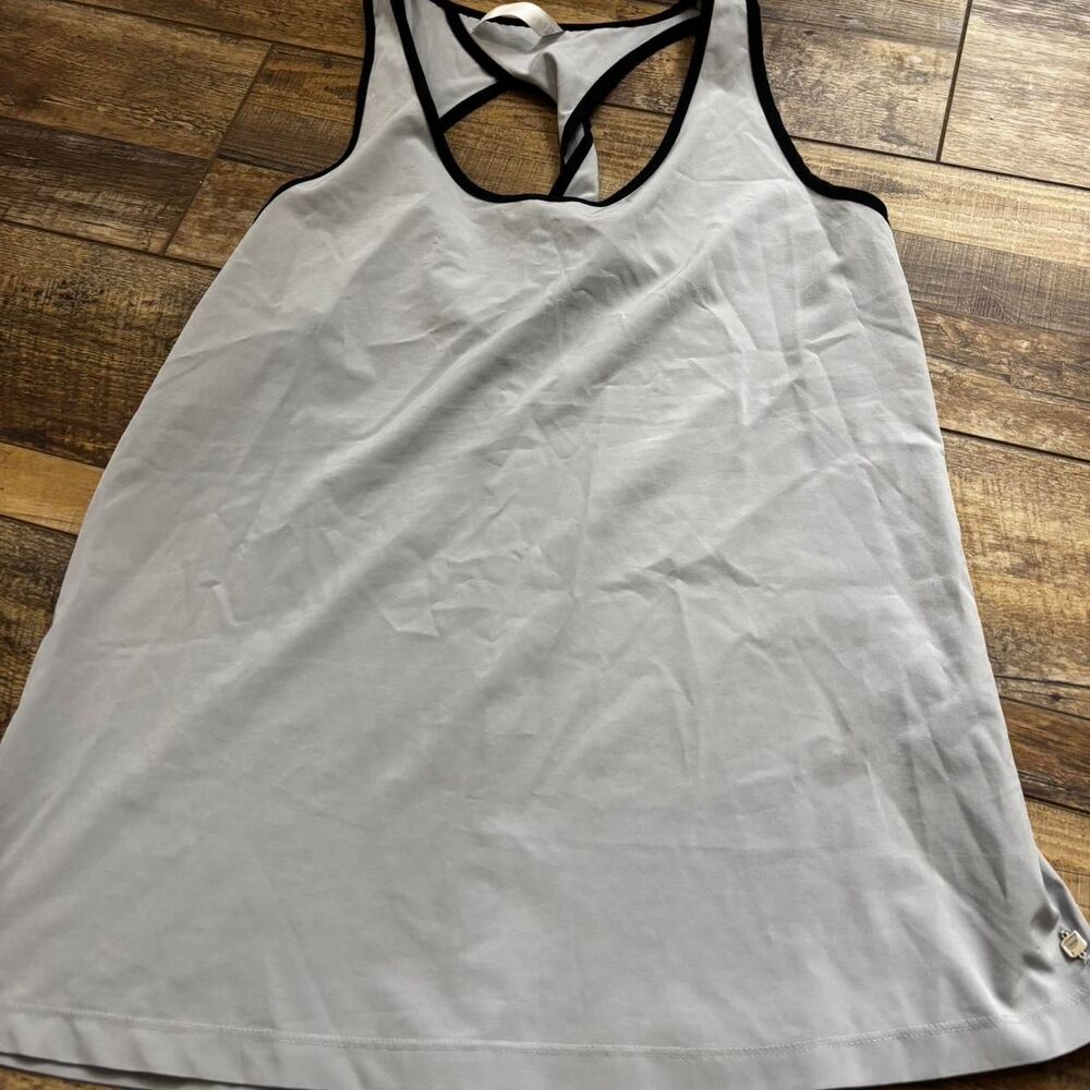 FABLETICS Tank Activewear Athletic DriFit Twist Medium Women's Grey Black Top